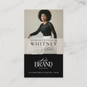 Minimal Luxury Black Interior Designer Photo Logo Visitekaartje (Voorkant)