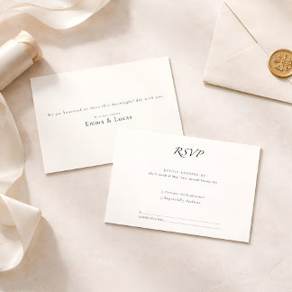 Minimal Luxury | Elegant Modern Black & White RSVP Kaartje