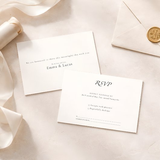 Minimal Luxury | Elegant Modern Black & White RSVP Kaartje