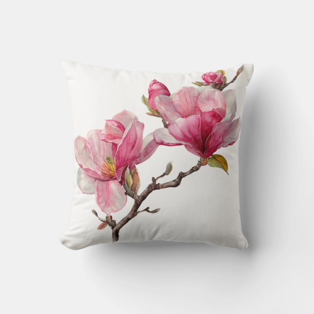 Minimal Magnolia Branch Pillow Cover,  Kussen (Voorkant)