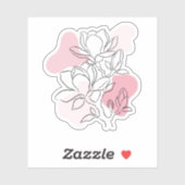 Minimal Magnolia Line Art – Soft Pink Botanical  Sticker (Vel)