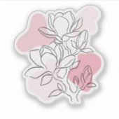 Minimal Magnolia Line Art – Soft Pink Botanical  Sticker (Voorkant)