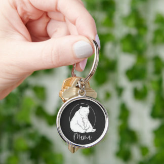 Minimal Mama Bear Line Art Design Sleutelhanger
