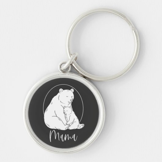 Minimal Mama Bear Line Art Design Sleutelhanger (Voorkant)