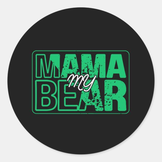 Minimal Mama Bear Typography Art Ronde Sticker (Voorkant)