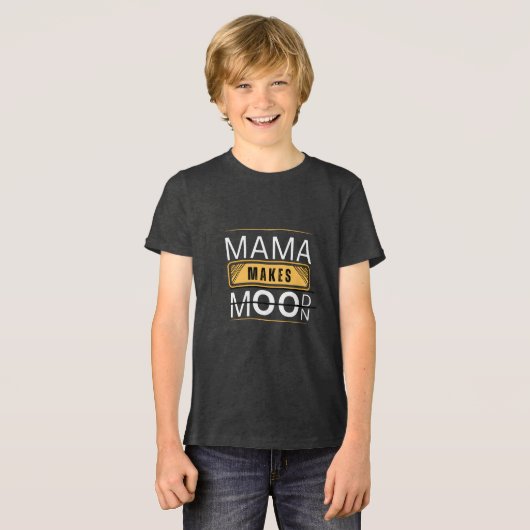 Minimal Mama Mood Moon Bear Design Tri-Blend Shirt (Voorkant volledig)