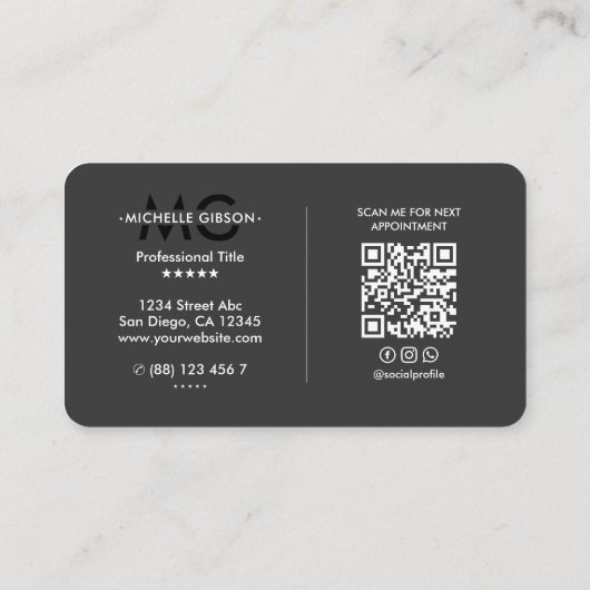 Minimal Marketing Professional Zwart Donker Grijs Visitekaartje (Achterkant)