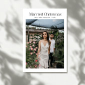 Minimal Married Christmas Photo Newlyweds Feestdagenkaart