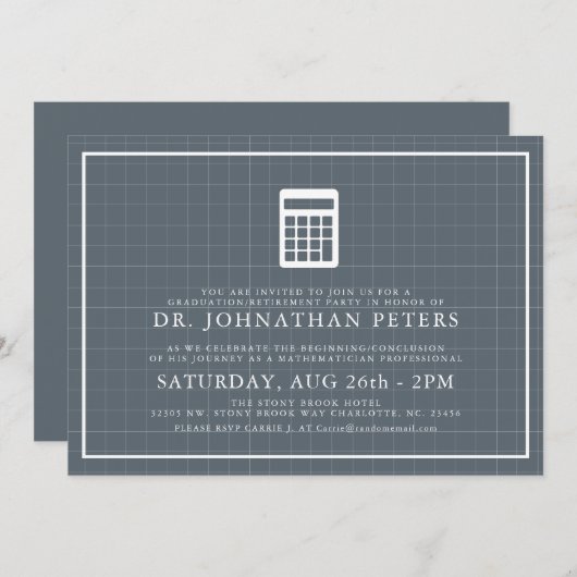 Minimal Mathematician Afstuderen|Uitnodiging voor  Kaart (Voorkant / Achterkant)