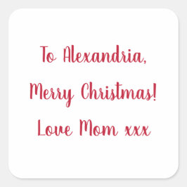 Minimal Merry Christmas beroemd gemaakt door Mom R Vierkante Sticker