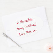 Minimal Merry Christmas from Mom Red and White Ovale Sticker (Envelop)