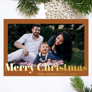 Minimal Merry Christmas Gingerbread Fotofamilie Folie Feestdagenkaart