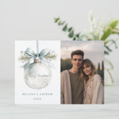 Minimal Merry Christmas Ornament Aankondiging (Staand voorkant)