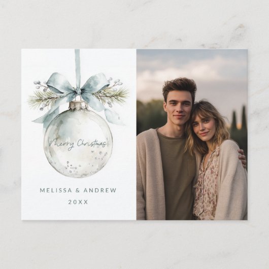 Minimal Merry Christmas Ornament Feestdagenkaart (Voorkant)