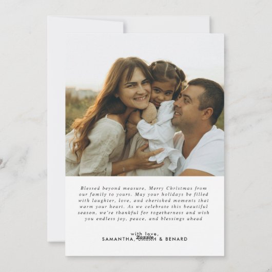 Minimal Merry Christmas Script  Family  6 Photos Feestdagenkaart (Achterkant)