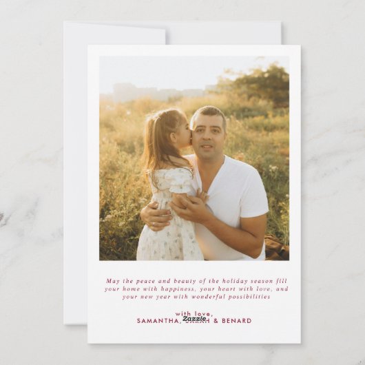 Minimal Merry Christmas Script Family 7 Photos  Feestdagenkaart (Achterkant)