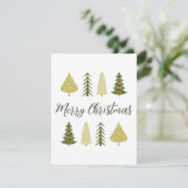 Minimal Merry Christmas Tree Greenery Feestdagenkaart (Staand voorkant)