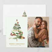 Minimal Merry Christmas Tree Photo Holiday Kaart (Voorkant / Achterkant)