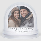 Minimal Merry Christmas Two Family Photo  Sneeuwbol (Voorkant)