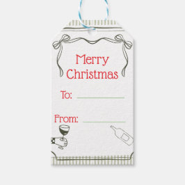 Minimal Merry Christmas Wine Gift Tag Cadeaulabel
