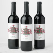 Minimal Merry Christmas Wine label Wijn Etiket (Flessen)