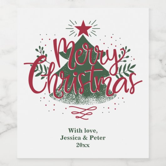 Minimal Merry Christmas Wine label Wijn Etiket (Enkel label)