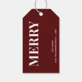 Minimal MERRY | Deep Red Holiday Cadeaulabel (Voorkant)