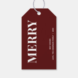 Minimal MERRY | Deep Red Holiday Cadeaulabel