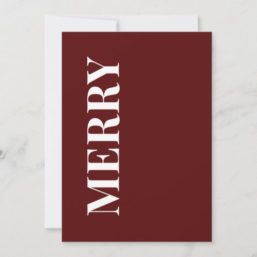 Minimal MERRY | Deep Red Holiday Greeting Card Feestdagenkaart (Voorkant)