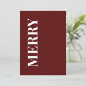 Minimal MERRY | Deep Red Holiday Greeting Card Feestdagenkaart (Staand voorkant)