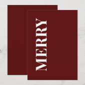 Minimal MERRY | Deep Red Holiday Greeting Card Feestdagenkaart (Voorkant / Achterkant)