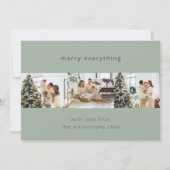 Minimal Merry Everything Vier foto's Sage Green Feestdagenkaart (Voorkant)
