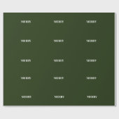 Minimal MERRY | Forest Green Holiday Cadeaupapier (Vlak)