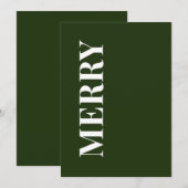 Minimal MERRY | Forest Green Holiday Greeting Card Feestdagenkaart (Voorkant / Achterkant)