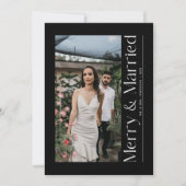 Minimal Merry & Married Christmas Foto Passen getr Feestdagenkaart (Voorkant)