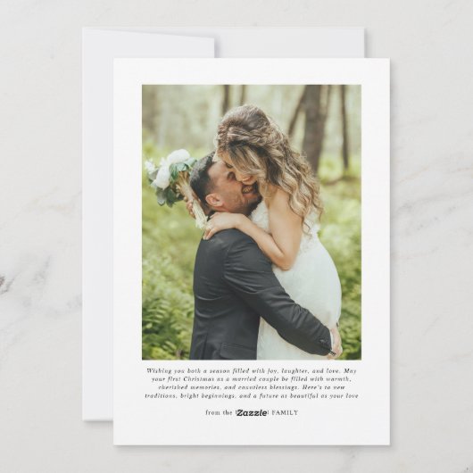 Minimal Merry & Married Christmas Foto Passen getr Feestdagenkaart (Achterkant)