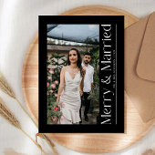 Minimal Merry & Married Christmas Foto Passen getr Feestdagenkaart