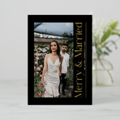 Minimal Merry & Married Christmas Foto Passen getr Folie Feestdagenkaart (Staand Voorkant)