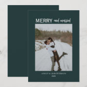 Minimal Merry & Married Passen getrouwd Foto Groen Feestdagenkaart (Voorkant / Achterkant)