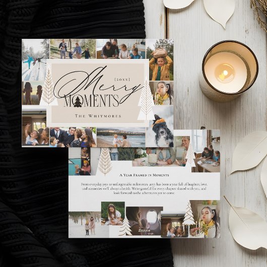 Minimal Merry Moments Year In Review Photo Collage Feestdagenkaart