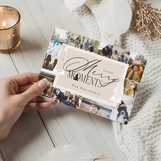 Minimal Merry Moments Year In Review Photo Collage Feestdagenkaart