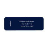 Minimal MERRY | Navy Blue Holiday Address Label (Voorkant)