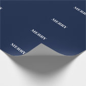 Minimal MERRY | Navy Blue Holiday Cadeaupapier (Hoek)