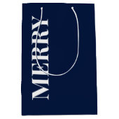 Minimal MERRY | Navy Blue Holiday Medium Cadeauzakje (Voorkant)