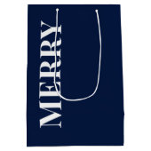 Minimal MERRY | Navy Blue Holiday Medium Cadeauzakje (Achterkant)