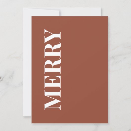 Minimal MERRY | Terracotta Holiday Greeting Card Feestdagenkaart (Voorkant)