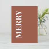 Minimal MERRY | Terracotta Holiday Greeting Card Feestdagenkaart (Staand voorkant)