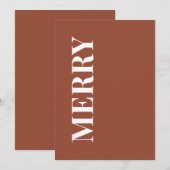 Minimal MERRY | Terracotta Holiday Greeting Card Feestdagenkaart (Voorkant / Achterkant)