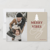 Minimal 'Merry Vibes Only Foto van Kerstmis Feestdagenkaart (Voorkant)