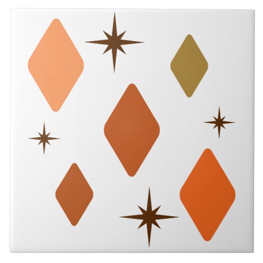 Minimal Mid Mod Diamonds Sinaasappel Tegeltje (Voorkant)